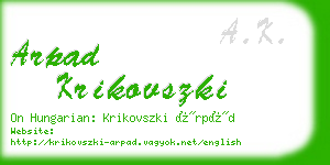 arpad krikovszki business card